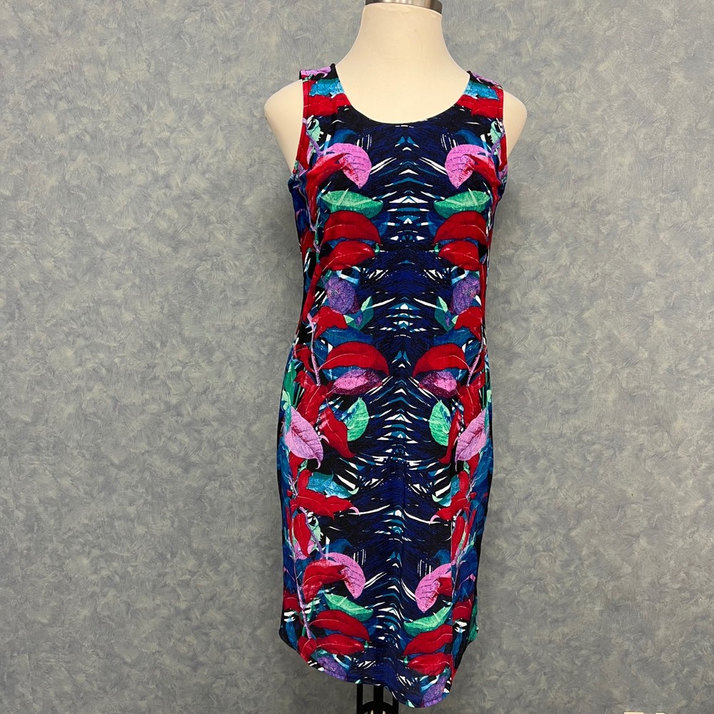 Dana Buchman Sleeveless Sheath Dress Colorful Print Casual Summer L‎